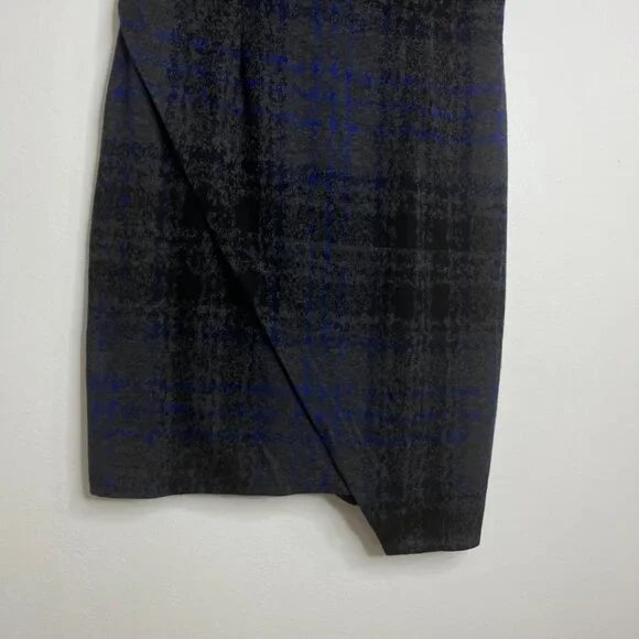 Betsey Johnson‎ Dress Asymmetrical Plaid Knit Career Formal Sheath Sz 12 - Picture 3 of 8